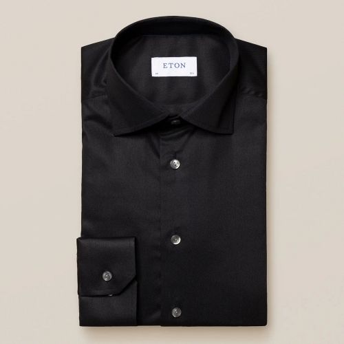 Eton Slim Fit - Black stretch twill