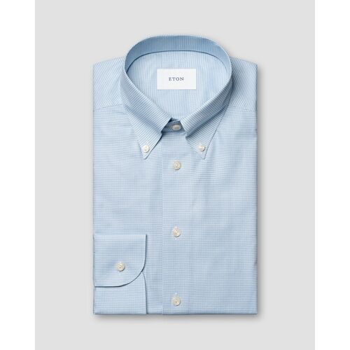 Eton Contemporary Fit - Light blue Check Signature Oxford Shirt