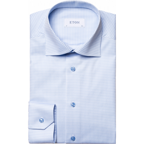 Eton Slim Fit - Light blue checkered signature twill