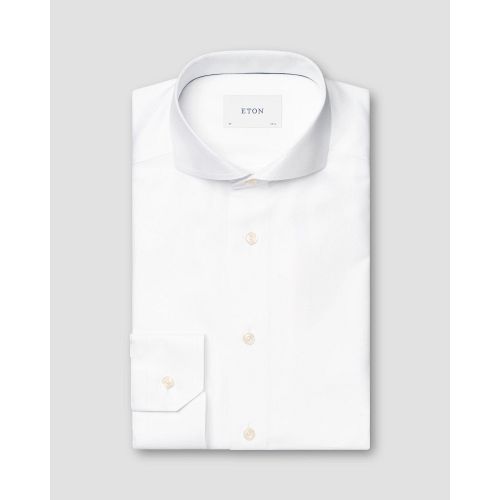 Eton Slim Fit - White Herringbone Signature Dobby Shirt