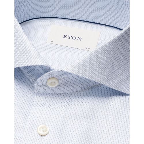 Eton Slim Fit - Light blue Herringbone Signature Dobby Shirt